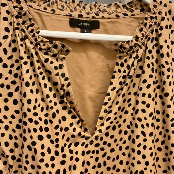J.Crew - Cheetah Print Tiered Ruffle Cotton Dress+Black Wrap and Earrings - Picture 3 of 8